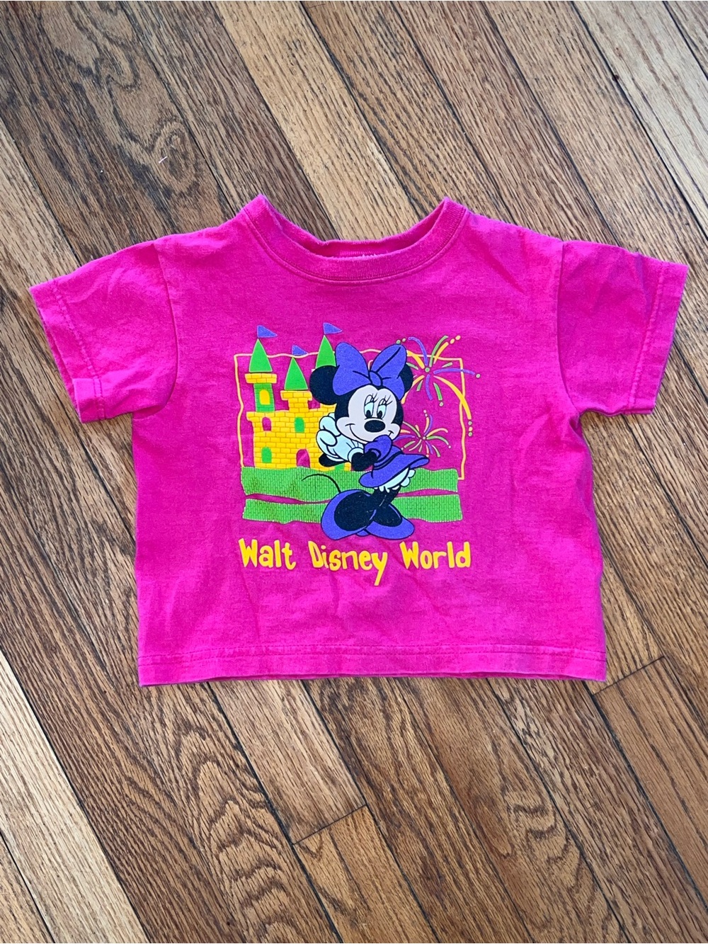 Vintage 90s Walt Disney World Baby Girls' Pink Minnie Mouse Castle Tee 24M